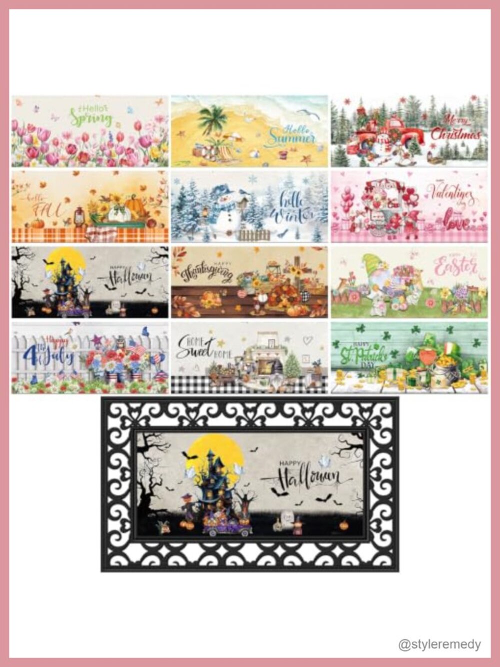 12 Pack Seasonal Doormat Inserts 10x22 Inch Interchangeable Diatom Mud Non-Slip